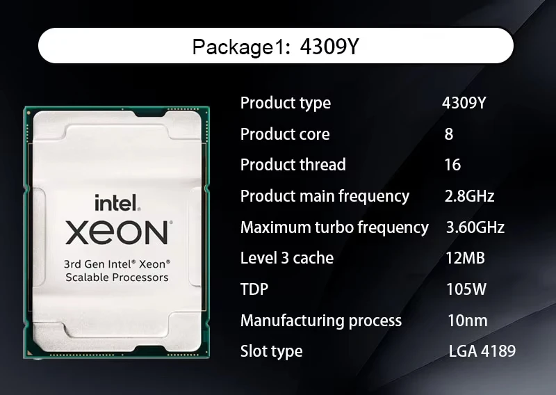 Processor CPU Xeon 4309Y/4310/4314/4316/5315Y/5317/5318Y/5320/6330 Suitable for Computer Server 2288H V6 5288 V6 factory