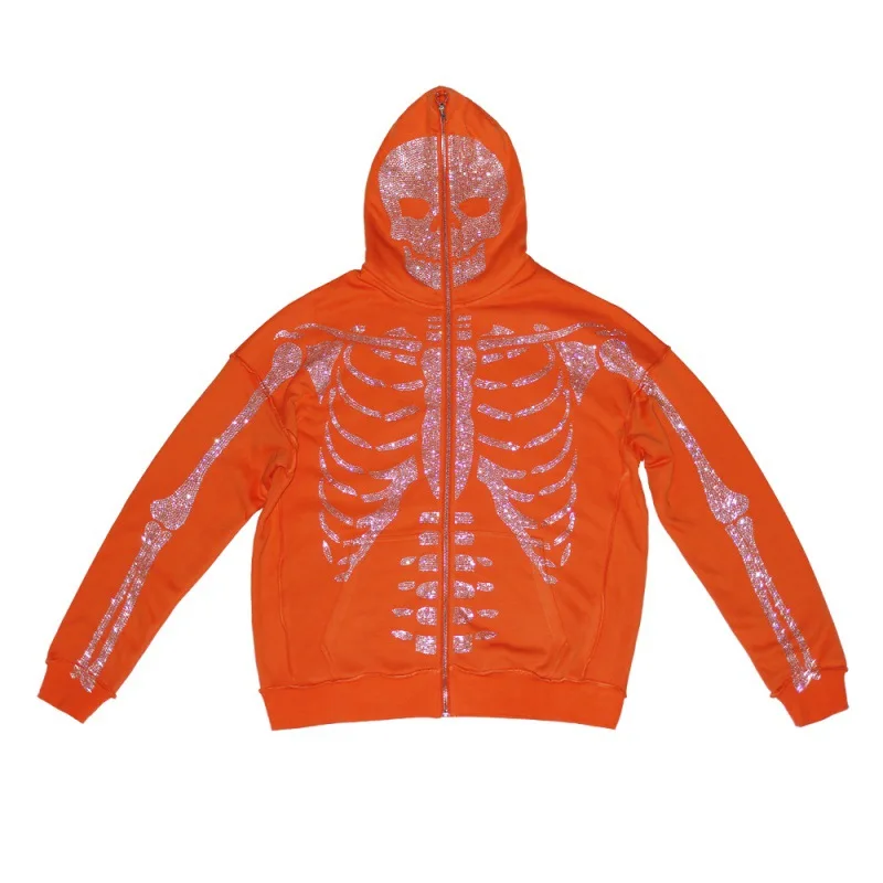 Wholesale Fast Delivery Transfers Rhinestone Skeleton Custom Full Face Zip  Up Hoodie For Men From M.Alibaba.Com