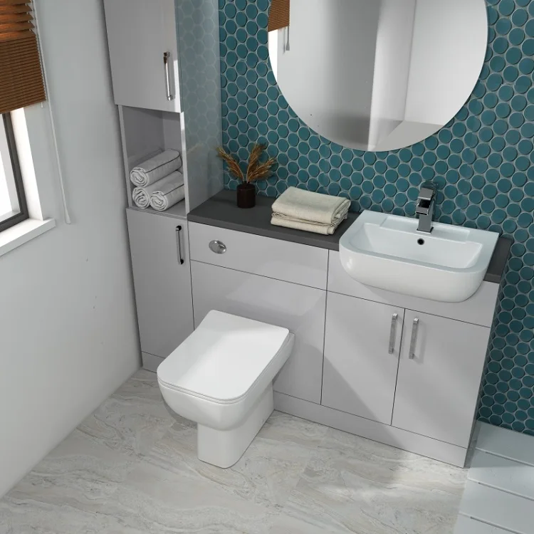 Uk Market Toilet Set Wall Mounted Bathroom Vanity With Side Bathroom