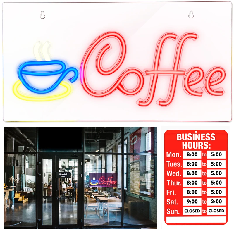 Kaffee-Neonschild Für Die Wand, LED-beleuchtet, 36,8x34,3 Cm – Mit Aufhängung, Für Cafés, Bars & Home-Deko