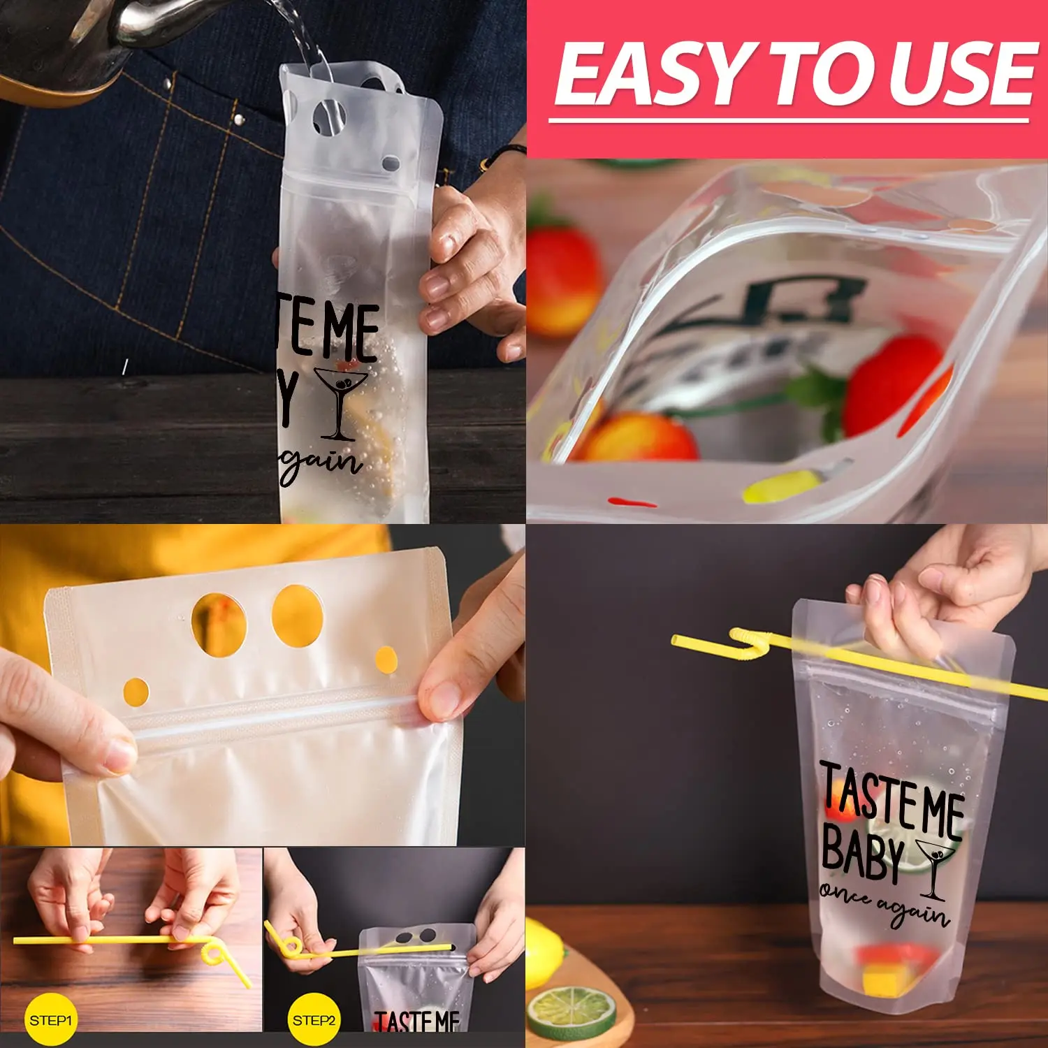 Customized Frosted Pouch Drinks Selfstanding Ziplock Bag,Drink Pouches