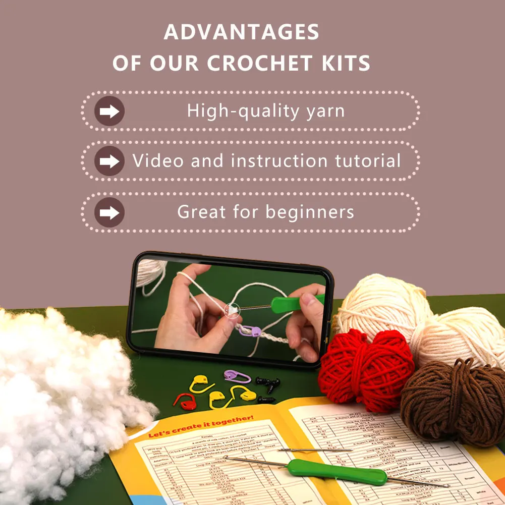 Kit per Uncinetto per Principianti, Kit Tartaruga Foglia Vaso Piante All'uncinetto, Kit per