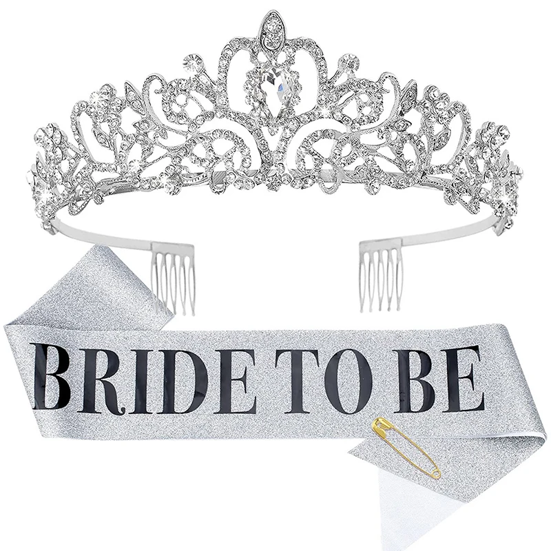 Set Decorazione Sposa Oro Rosa - 5 Pezzi: Corona E Fascia Glitterata Per Addio Al Nubilato E Matrimonio