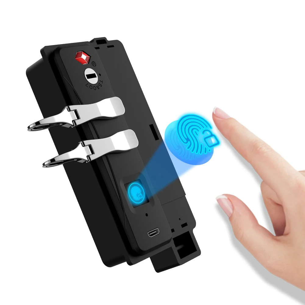 Embedded TSA  Intelligent  Fingerprint Lock Accessories for Suitcase Luggage Finger Code Lock Built in Battery Zipper Puller Set