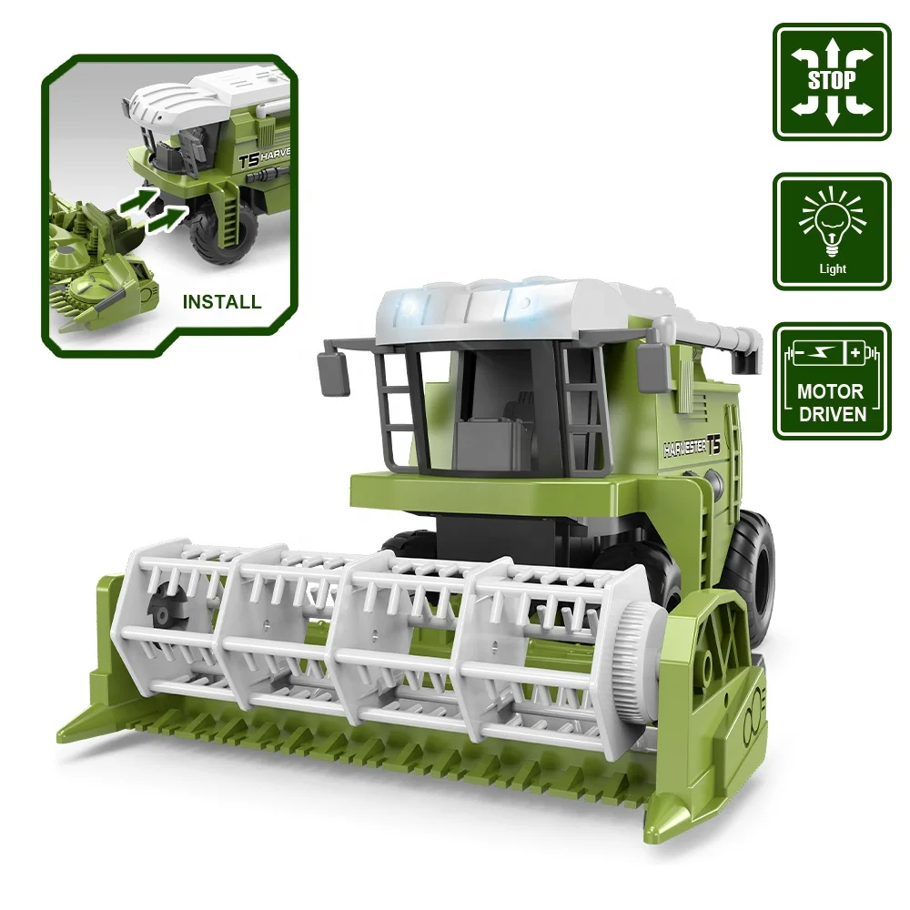 27mhz 4 Channels Remote Control Farming RC Tractor Toy with Harvester and Animal Easy to Install RC Tractor Trailer