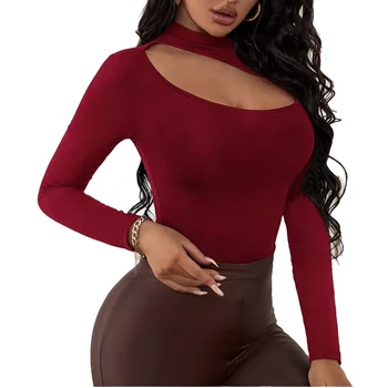 Spring and Autumn new irregular design sensual tight babes top