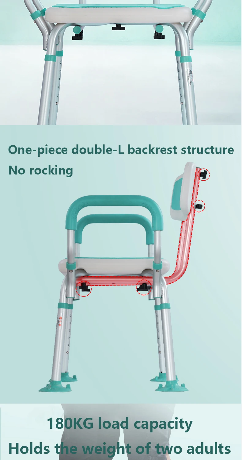 product wholesale adjustable shower chair aluminum bath chair for disable bathroom shower seat chair for shower bathroom stool-5