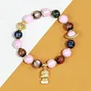 Pulsera de cuentas de vidrio de porcelana de ceniza de incienso-amitabha