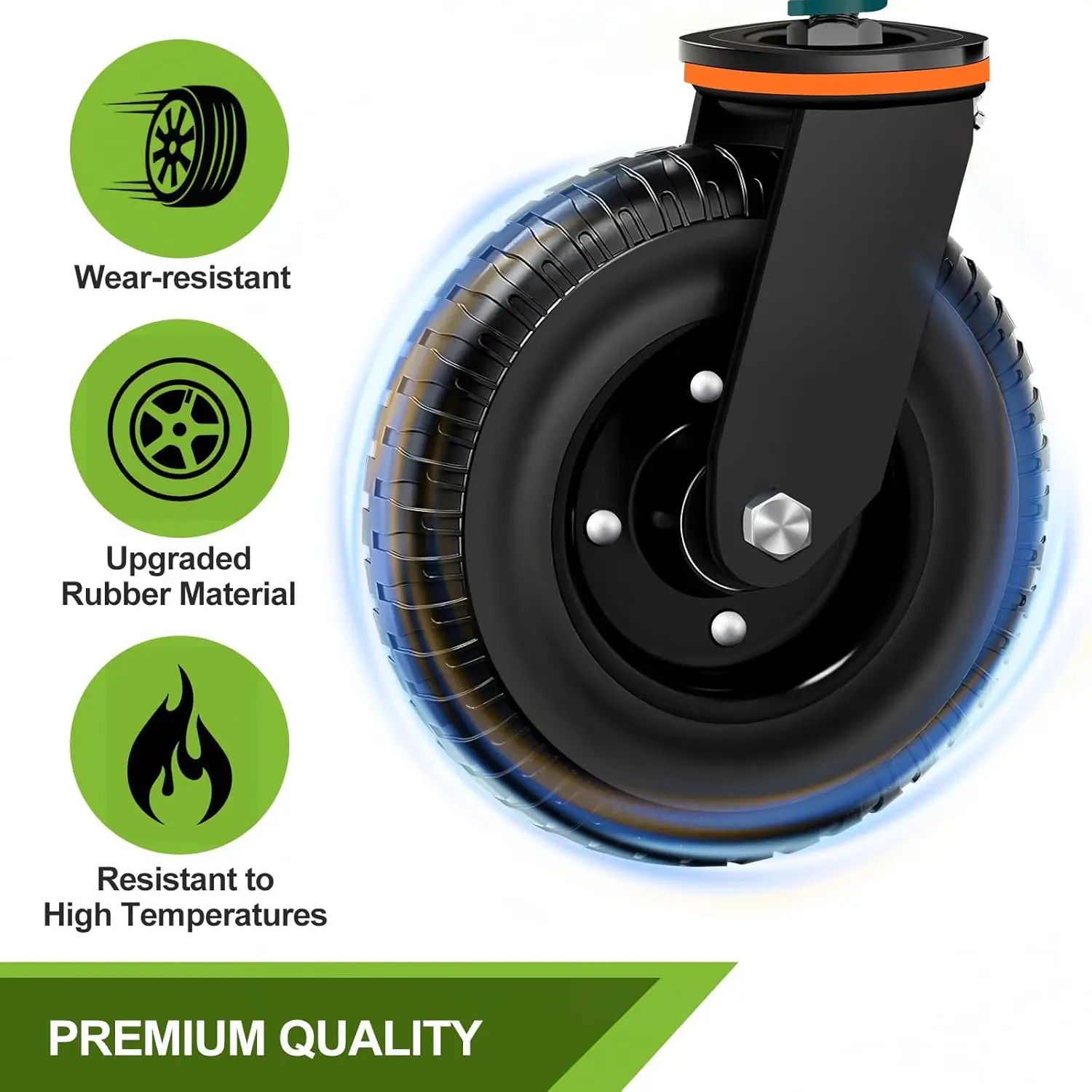 2 Pack 8 Inch Gate Wheels For Metal Tube, Load 600lb, 360 Degree Rotation Spring Loaded Heavy Duty Gate Caster With Screws And Spanner For Wooden