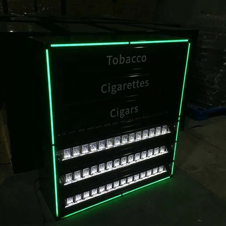 Spring Based Cigarette Racks Spring Loaded Shelf Pusher Led Metal Cigarette Pack Display Unit Rack ...