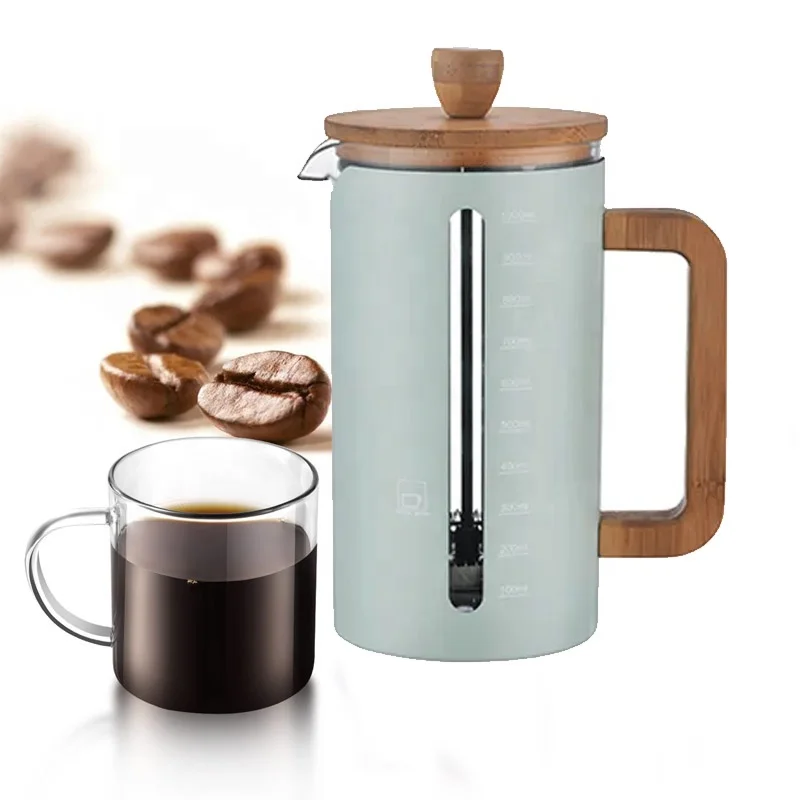 Stainless Steel French Press with Bamboo Cover Handle