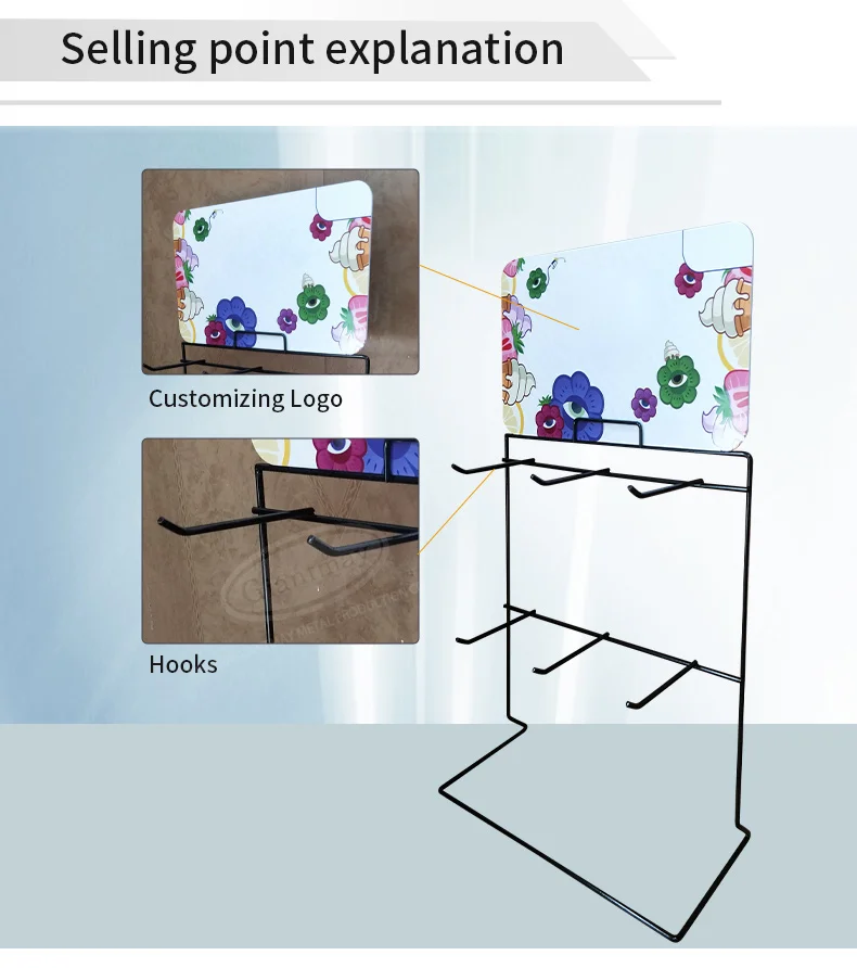 2 Tier 6 Peg Key Chain Jewelry Counter Table Top Metal Cards Display