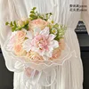 Baby pink retro burnt rose dahlia hand tied bouquet
