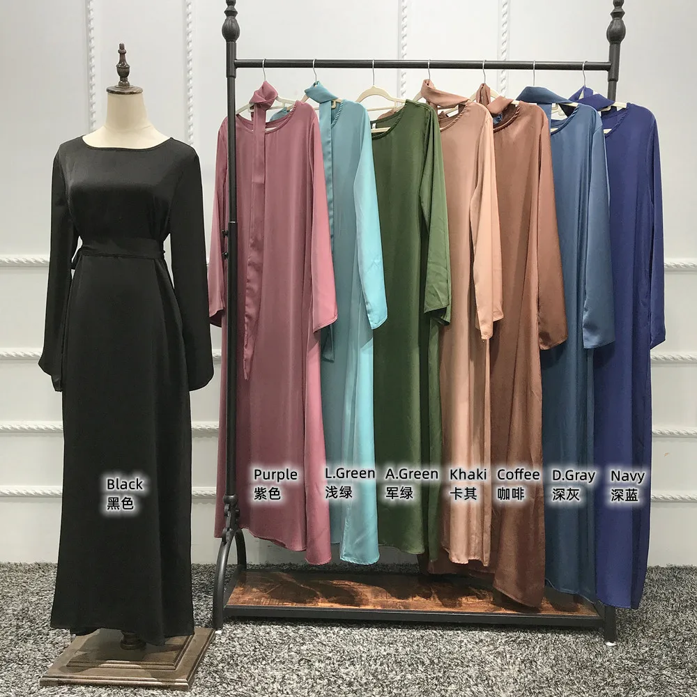 Wholesale Eid Custom Modest Dubai Luxury Dress Plain Satin Silk With ...