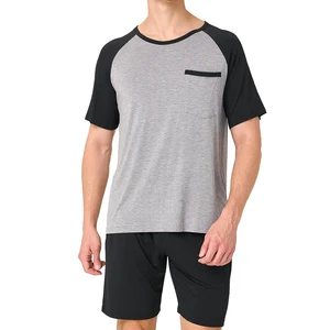 Breathable Bamboo Fiber Men's Pajamas Custom Pyjamas Soft Adult Pajama Comfy Loungewear Pj Shorts Set