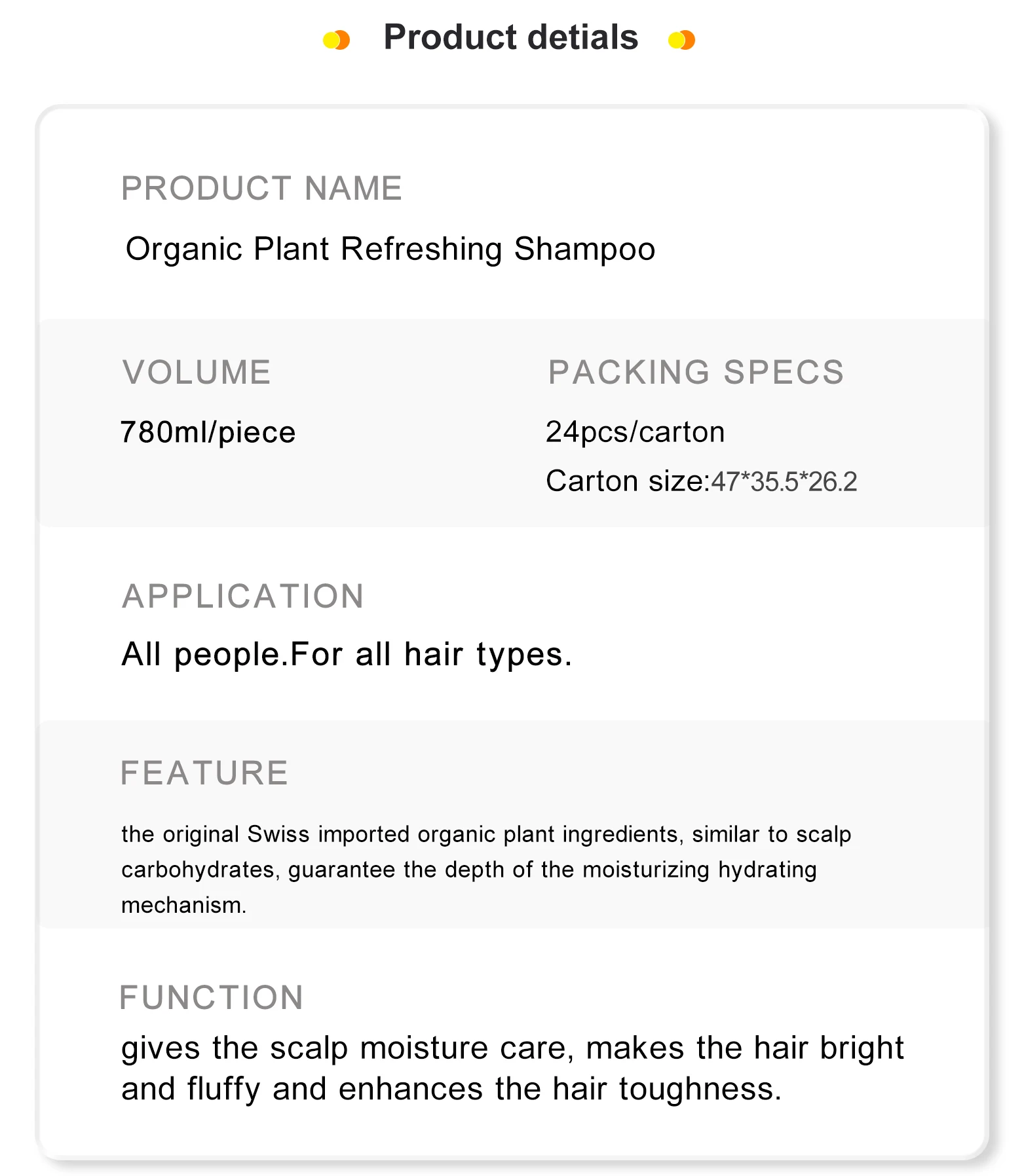Natural Plant Extract Organic Eco Friendly Hypoallergenic Shampoo