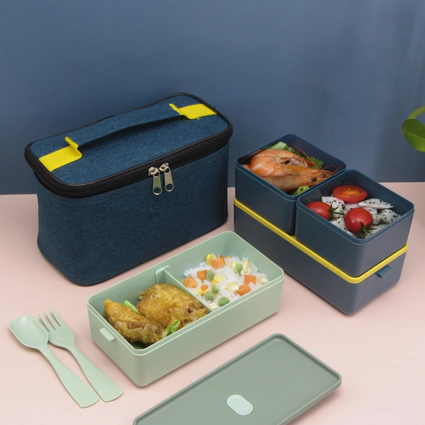 Lunch Box PP Food Storage Organizer Container Set Tiffin Box Rectangle Shantou Plastic Kids with Handbag Food Packing 32 CN;GUA