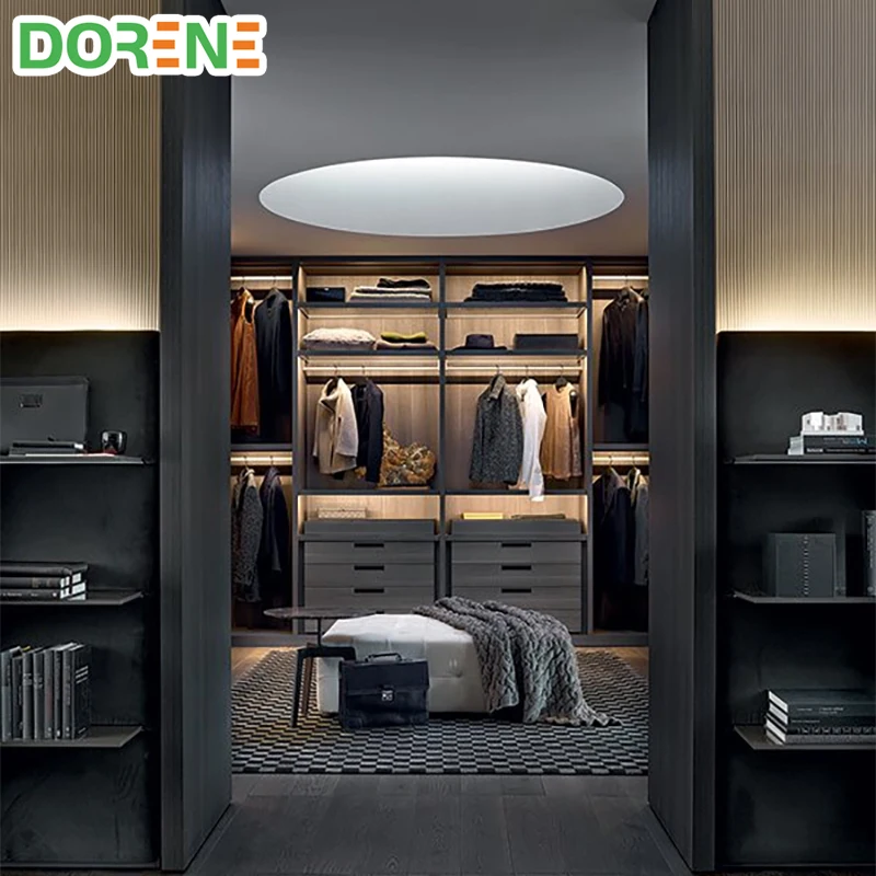 Dorene Customized Modular Built in Luxury Modern Italian Wooden Walkin Bedroom Furniture Wardrobes Closet Design With Mirror
