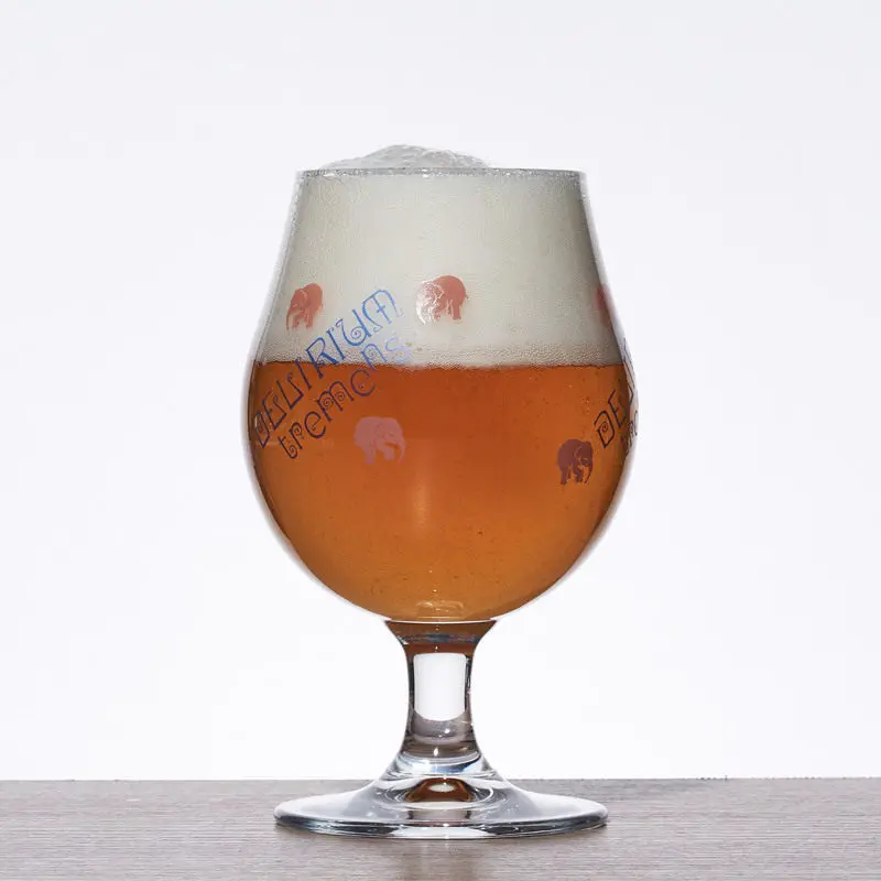 Free Sample Custom Printed Modern Style Belgium Beer Glassware Stemmed Tulip Belgian Beer Goblets for Sale