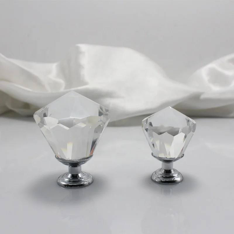 Diamond Polished Cheap Crystal Door Knobs For Drawer Pull