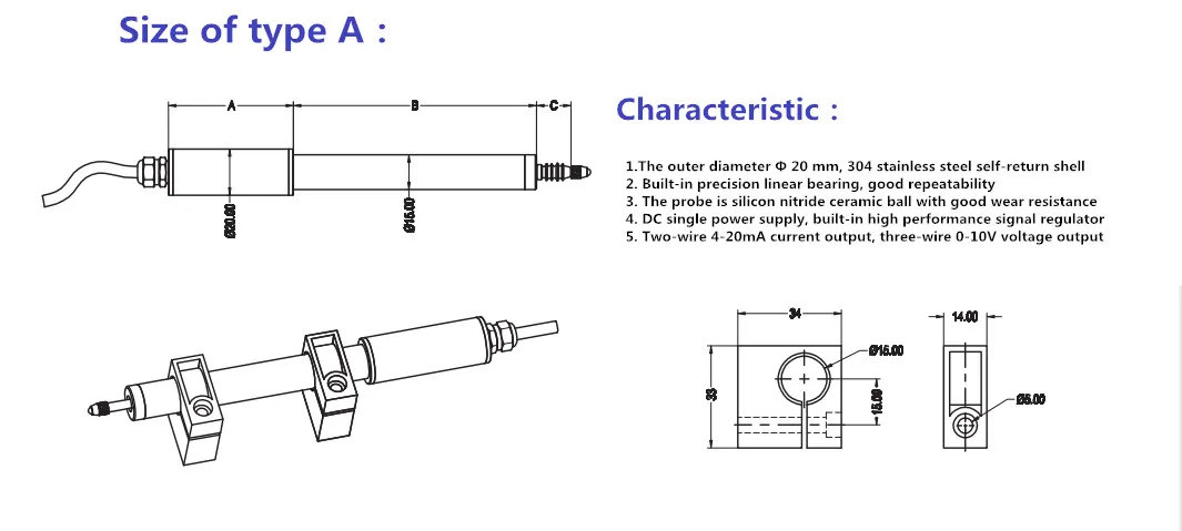 Miran 100mm LVDT Displacement Sensor - Precision & Reliability