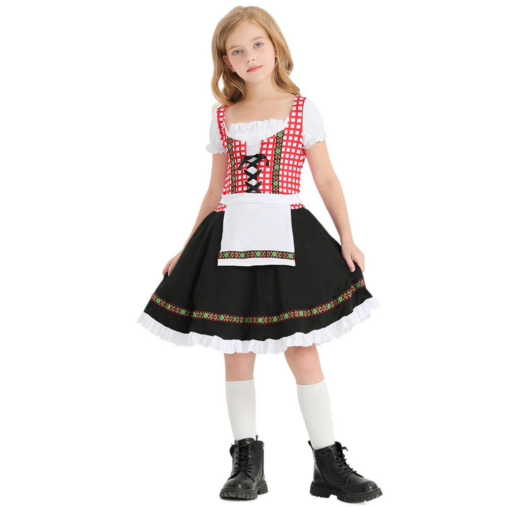 Robe traditionnelle allemande Fraulein bavaroise Dirndl pour Halloween  Carnaval Oktoberfest Kid Girls