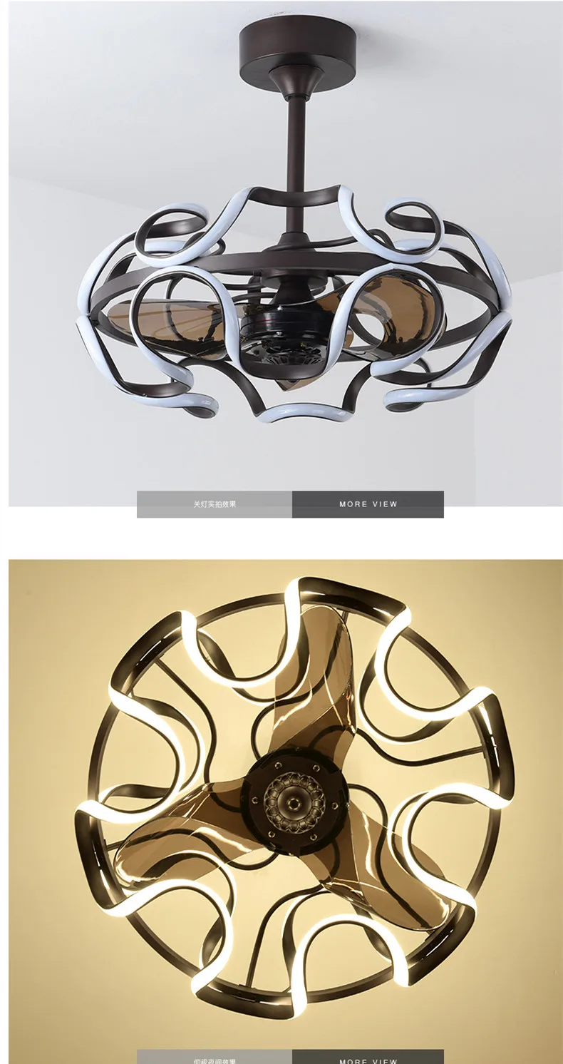 Modern design fan lights LED lamp in remote control aluminum LED Ceiling Fan Light