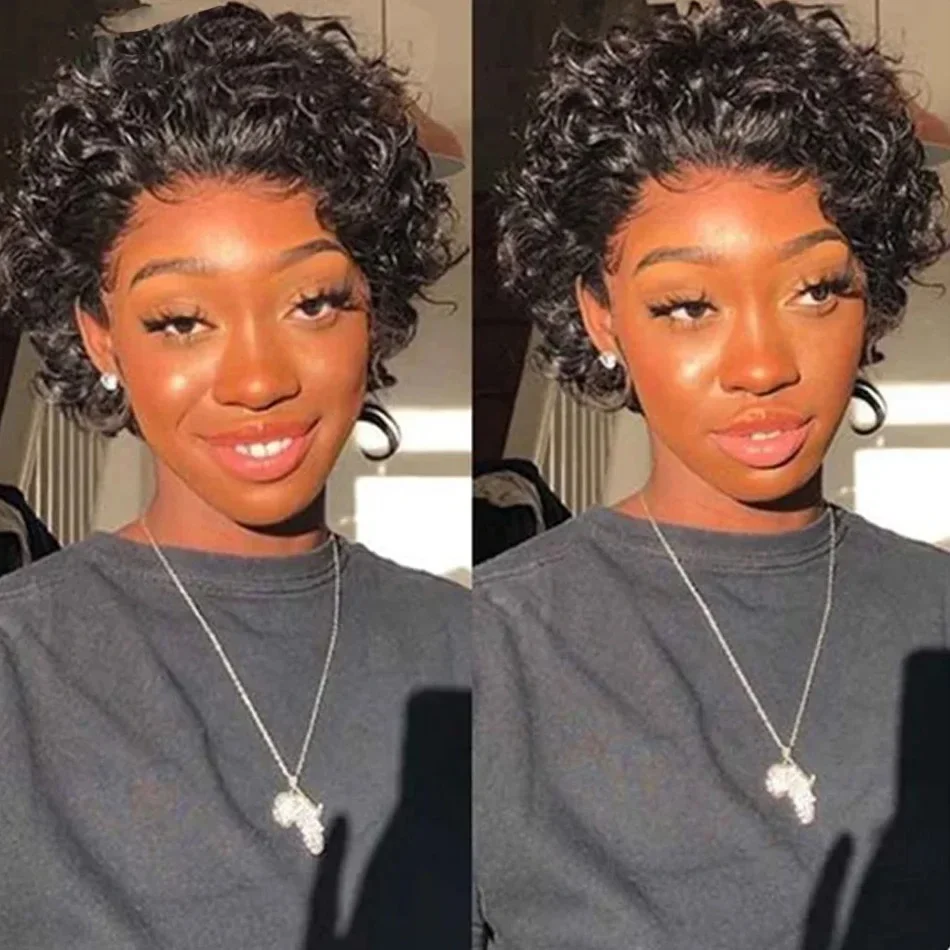 Short Curly Human Hair Wig Brazilian Remy Human Hair Short Pixie Cut Wigs Soft Cheap Wig Free Shipping For Black Women_voghion.com
