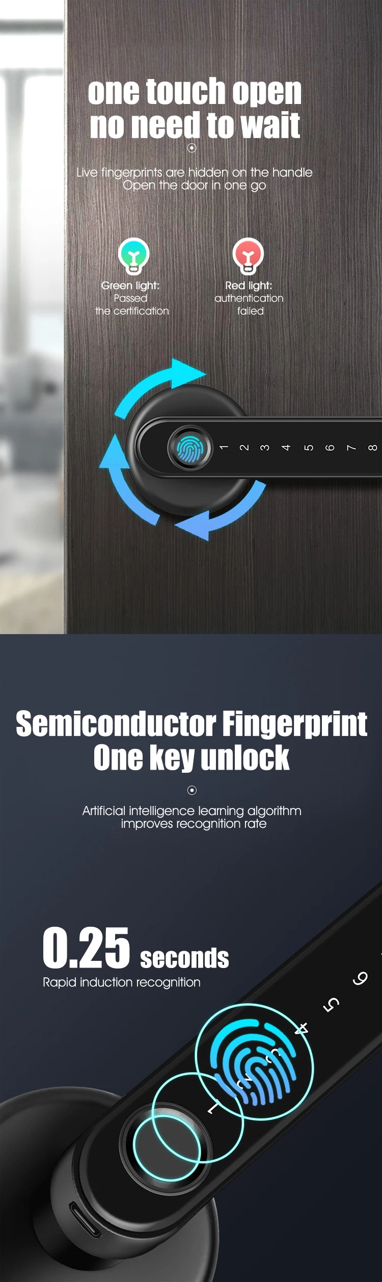 TT Fingerprint Fingerprint Door Lock Electronic Biometric Password Smart Door Lock
