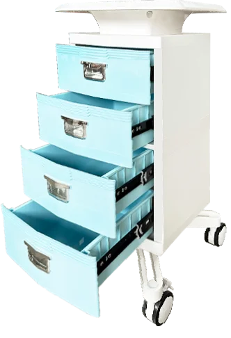 Dental clinic mobile storage table 4 drawers storage trolley with casters factory