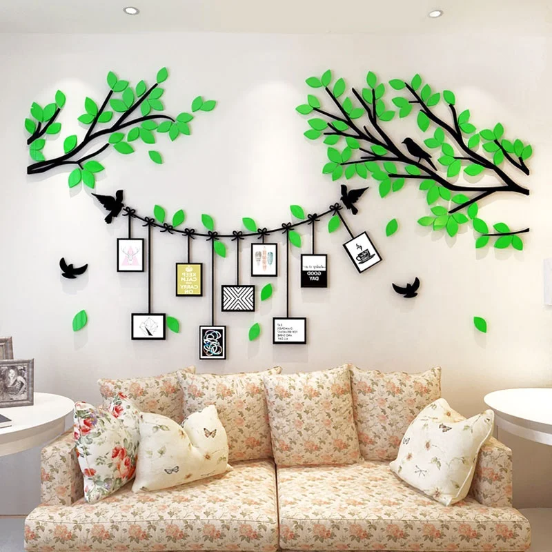 3d DIY Photo Frame Tree Wall Sticker Living Room Bedroom Sofa Backdrop TV Wall Acrylic Stickers