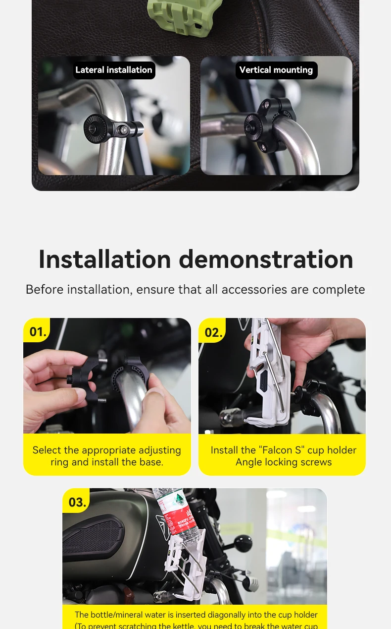 product smnu water bottle holder with mirror seat or handlebar mount cup holder for motorcycle mountain bike-9