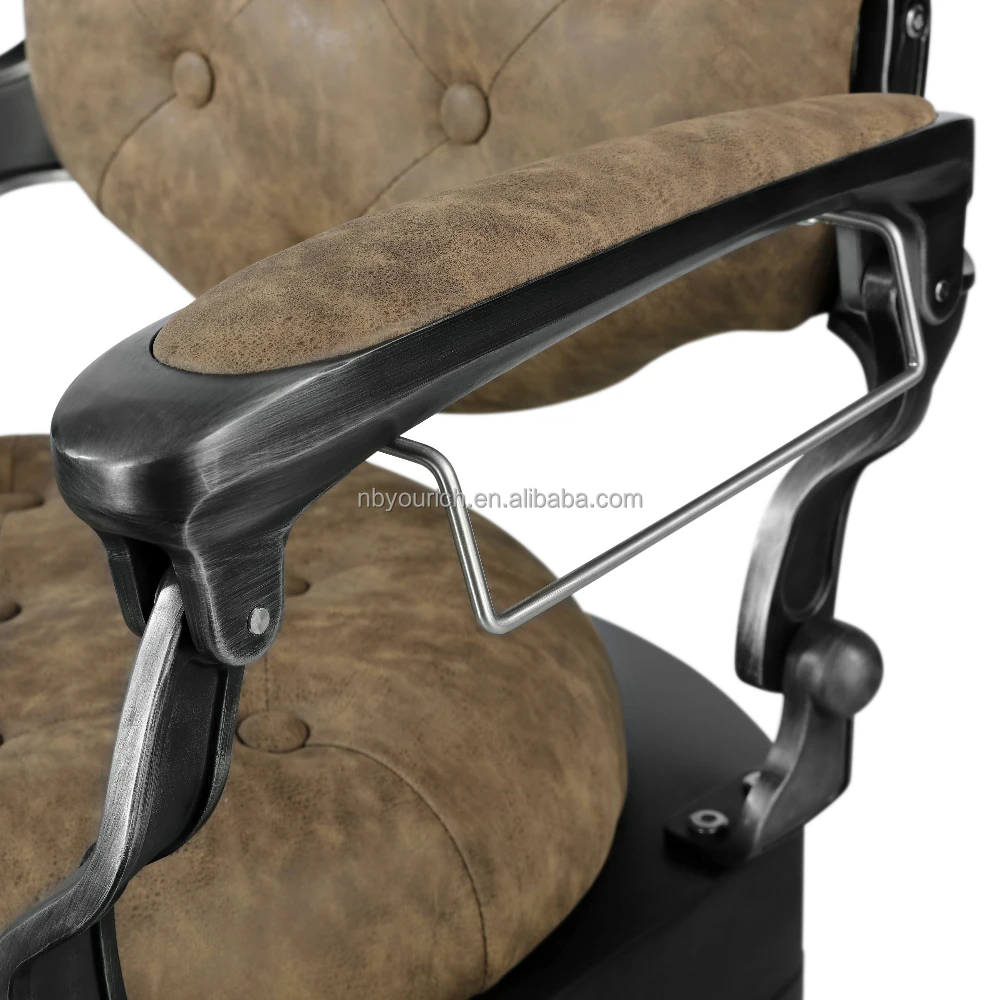 Brown barber chair vintage arm chair Super quality beauty salon equipment Aluminum hair salon furniture