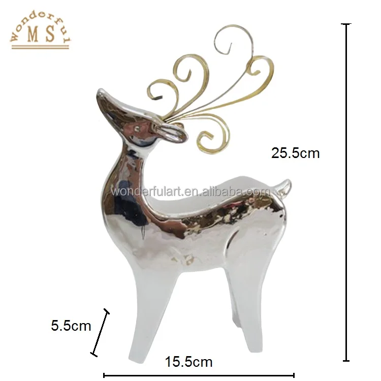 2023 Christmas Reindeer Statue Ornaments Ceramic Xmas Reindeers Glazed and Plated with Gold Silver Color Table Decor and gifts