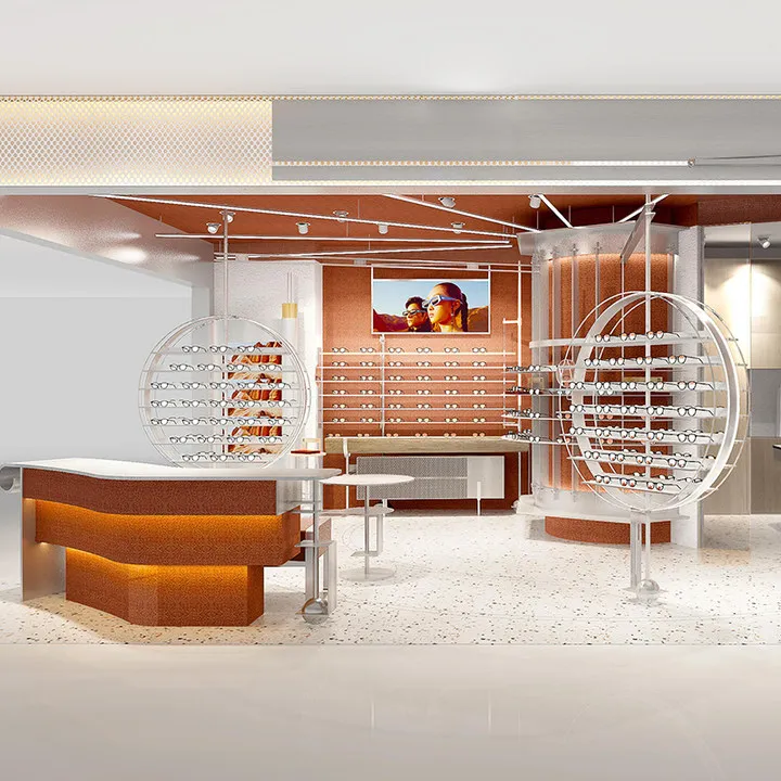 Professional Optical Shop Display Stand for Sunglasses and Wooden Glasses Custom Design Layout Eyewear Showcase