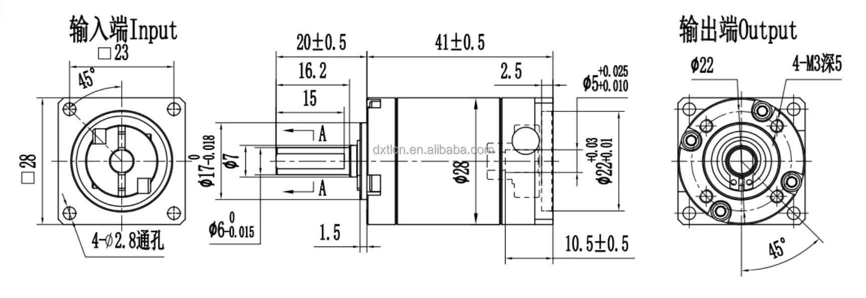  High Precision Double Stage Ratio Round Flange Spur Gear Boxes Planetary Gearbox Reducer for Servo NEMA11 Stepper Motor details