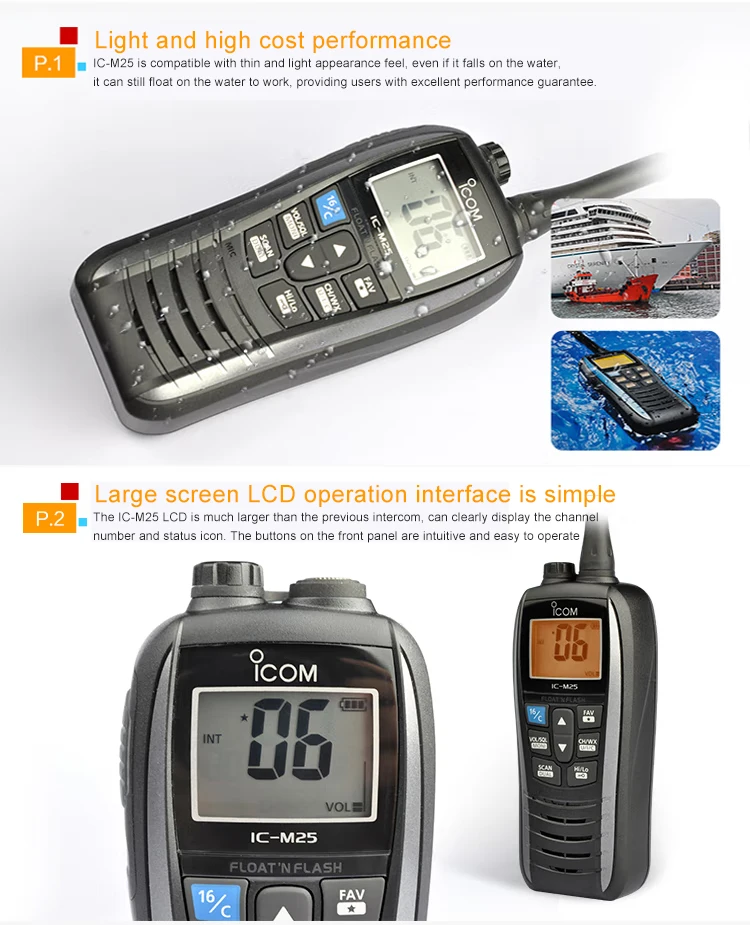 Icm25 Handheld Radio Two Way Walkie Talkie Emergency Waterproof Radio