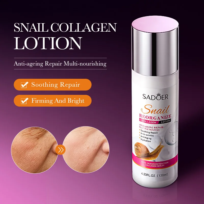 OEM SADOER Natural Snail Recombinant Collagen Emulsion Intense Hydration Banish Dryness Face Lotion Essence