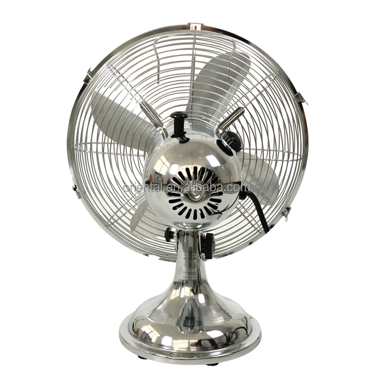 16 Inch Chrome Metal Retro Style Desk Fan for Outdoor Use