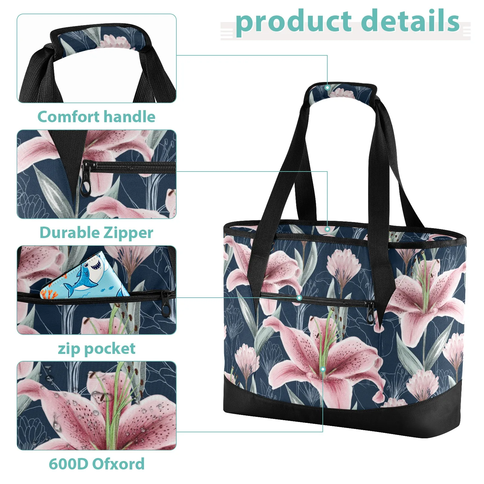 Wholesales Custom Flower Abstract Lunch Bag Keep Fresh and Warm
