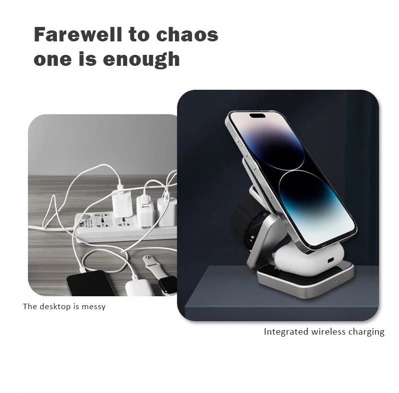 Magnetic Portable Folding 15w 3 In 1 Fast Wireless Charging Stand For ...