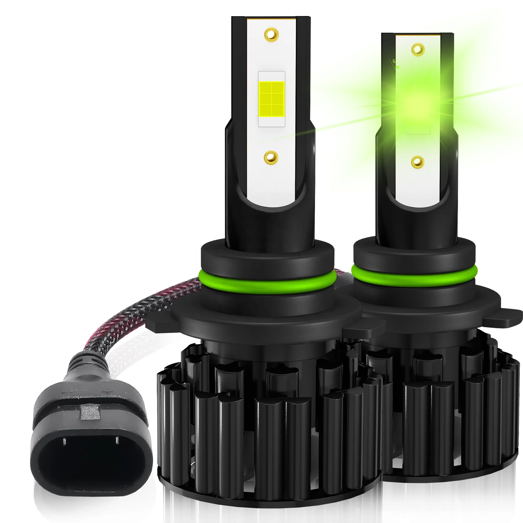 High Power Canbus Z3 Csp Zes Chip H4 H7 H11 9006 9007 Lime Green Light 8000k Aluminum Led Headlights