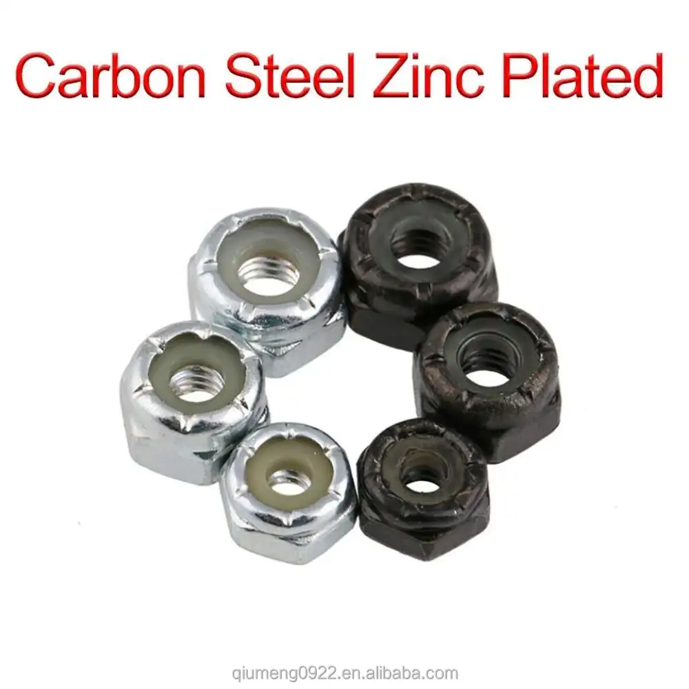 20PCS Flange Nylon Insert Locking Nuts Carbon Steel Zinc Plated M6 