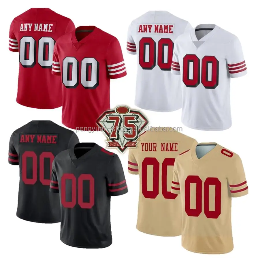 Wholesale Best Quality Custom Your Number Your Name Stitched 4XL 5XL Sewn  George Kittle Style Embroidered American Football Jersey From m.