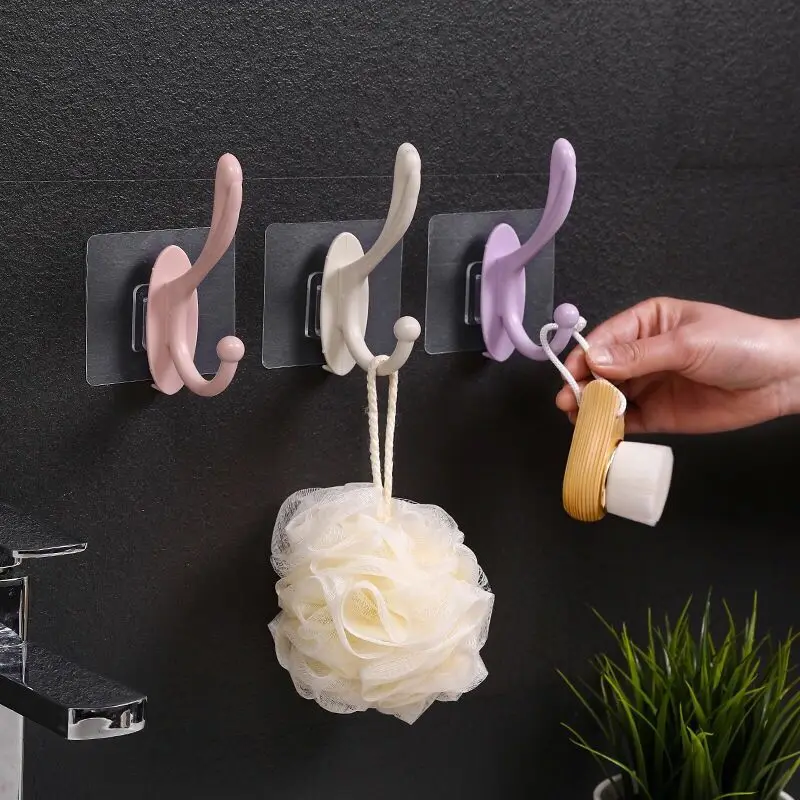 Household Clothes Hooks and Hangers Large Wall Sticker Coat Hooks Adhesive Wall Hooks Kitchen Plastic Clothing Multifunction manufacture