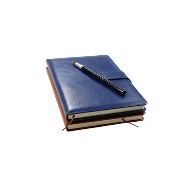 Customized A5 Notebook Personalized Promotional Gift Planner Diary PU Leather Strap with PP Cover Thread Sewing Binding