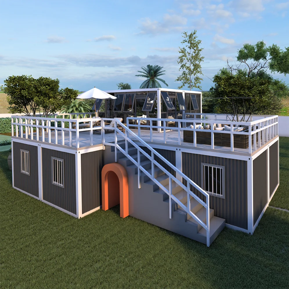 2 Stories Shipping Container Frame House Prefabricated Prefab Modern Home Luxury Villa