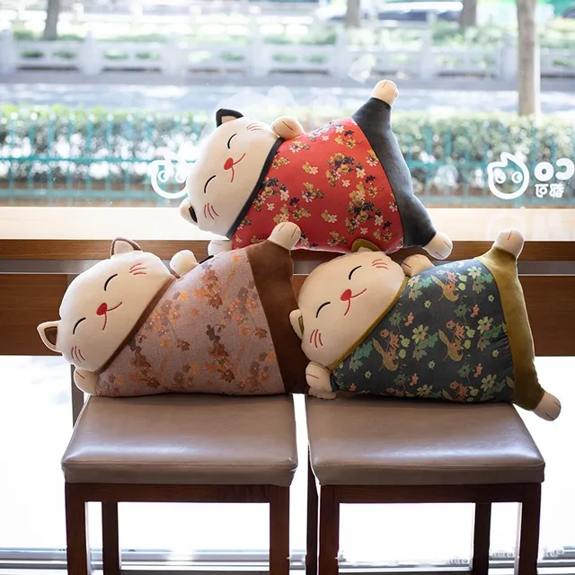 Japanese Lucky Cat Removable Cushion Cat U-shaped Pillow With Blindfold Stuffed Animal Pad