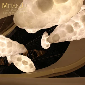 Zhongshan Customizable Eco Cotton Silk Cloud Chandelier Multi-Color Pendant Light Ceiling Lamp for Hotel Use