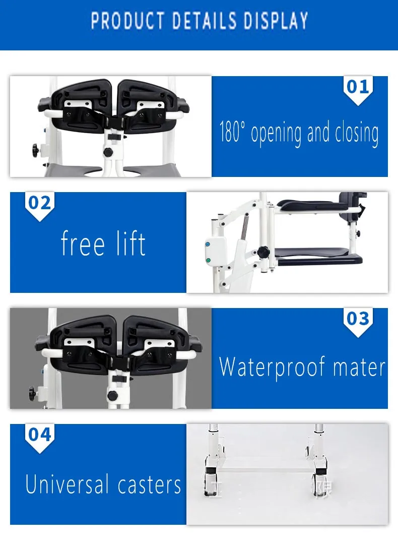 Strong Bearing Capacity Flexible Medical Portable Electric Hydraulic Bathtub Shower Chair 360